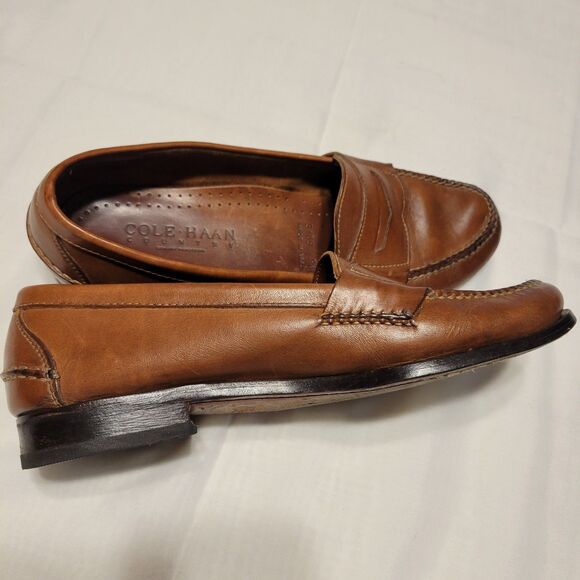 Gole Haan Douglas Tan Penny Loafers Men\'s Leather Handsewn Slip On Size 91/2 D main image 9